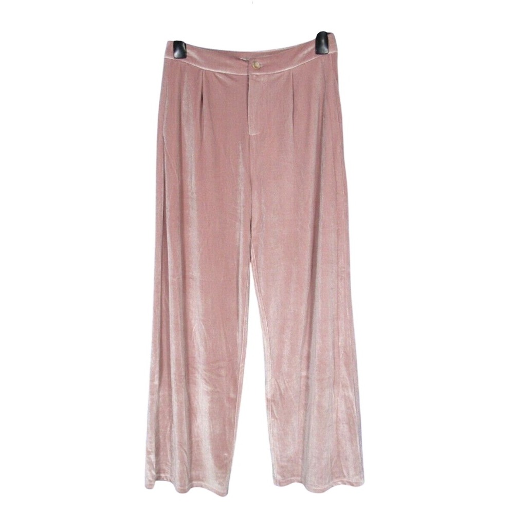 NWT CHARLIE HOLIDAY Pink VELVET/VELOUR Wide Leg HIGH-WAIST Dress Pants Sz 6